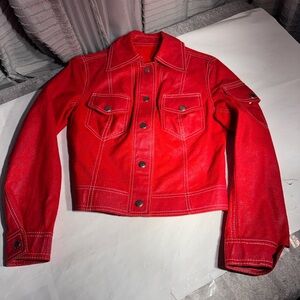 ✨ Vintage MOD Red Vinyl Jacket – Made in Taiwan ✨